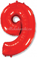 Шар фольга (40''/102 см) Цифра, 9, Красный