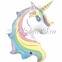 Шар (39''/99 см) Фигура, Голова, Нежный Единорог